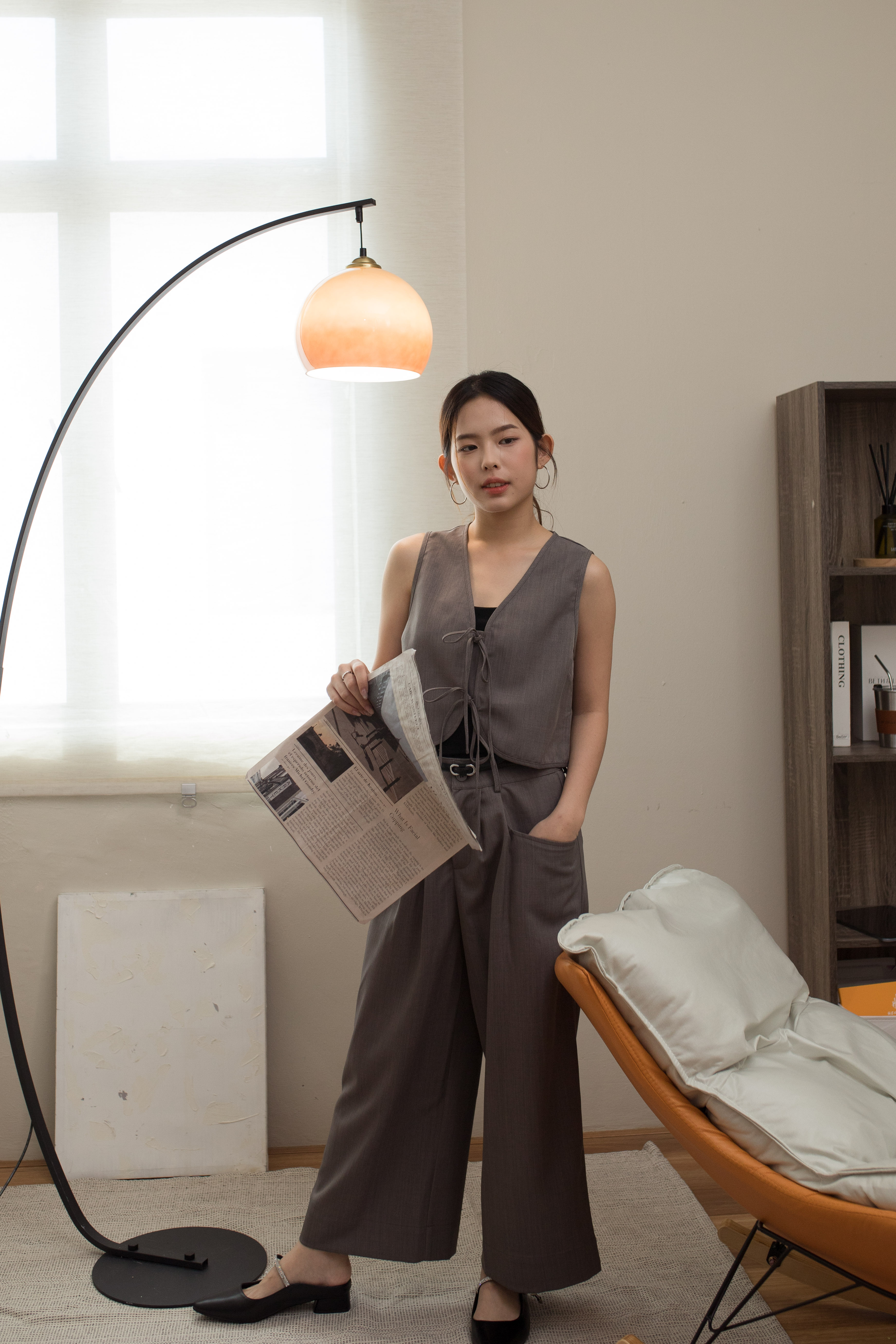 Laven Tied Front Top Grey -2538BVGRY