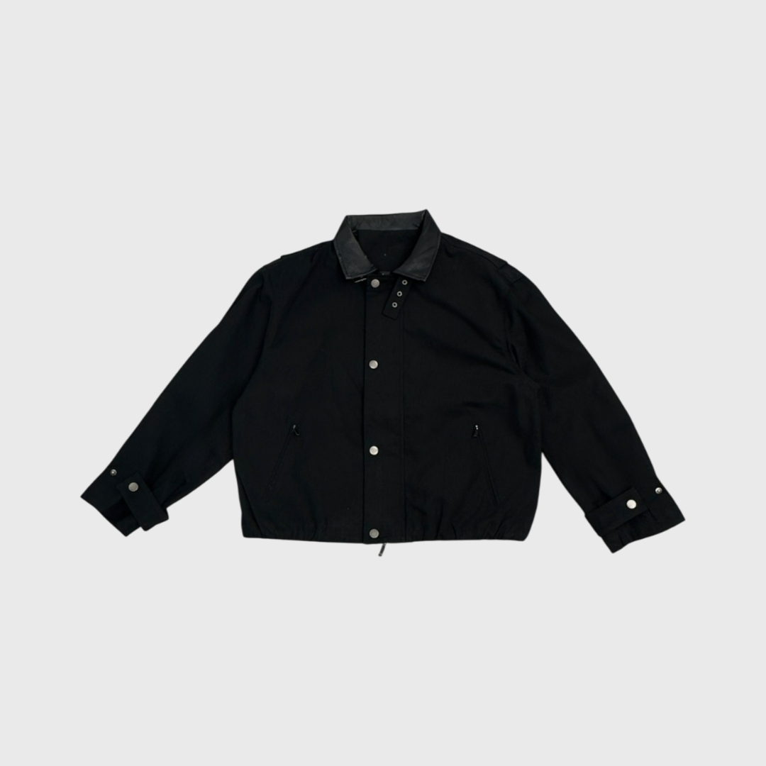 撞色翻領短版夾克