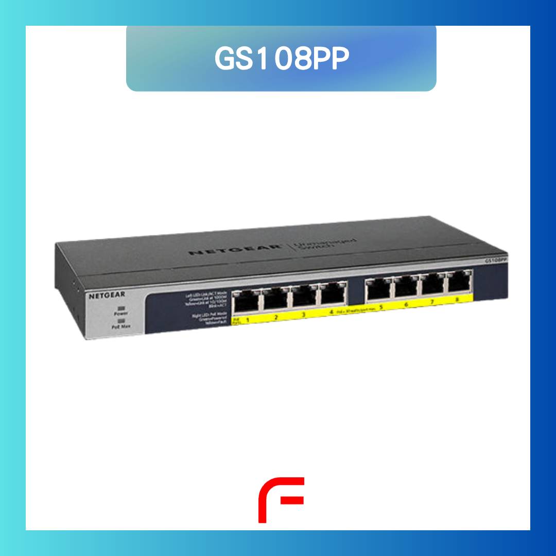 NETGEAR (GS108PP) 8埠 千兆非網管 PoE+ 交換機 | 8x1G PoE+ 123W | FlexPoE