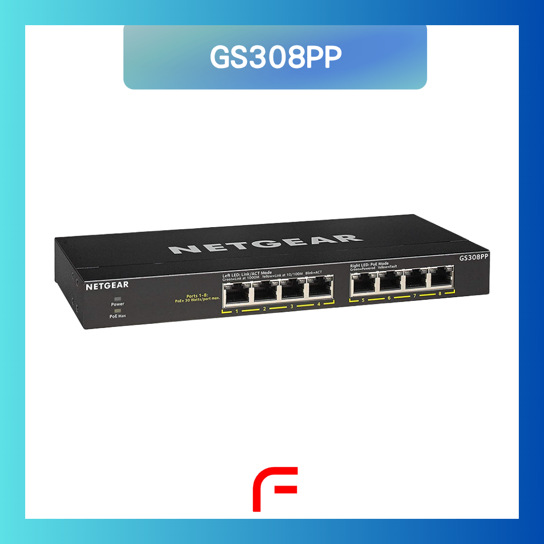 NETGEAR (GS308PP) 8埠 千兆非網管PoE+ 交換機 | 8x1G PoE+ 83W