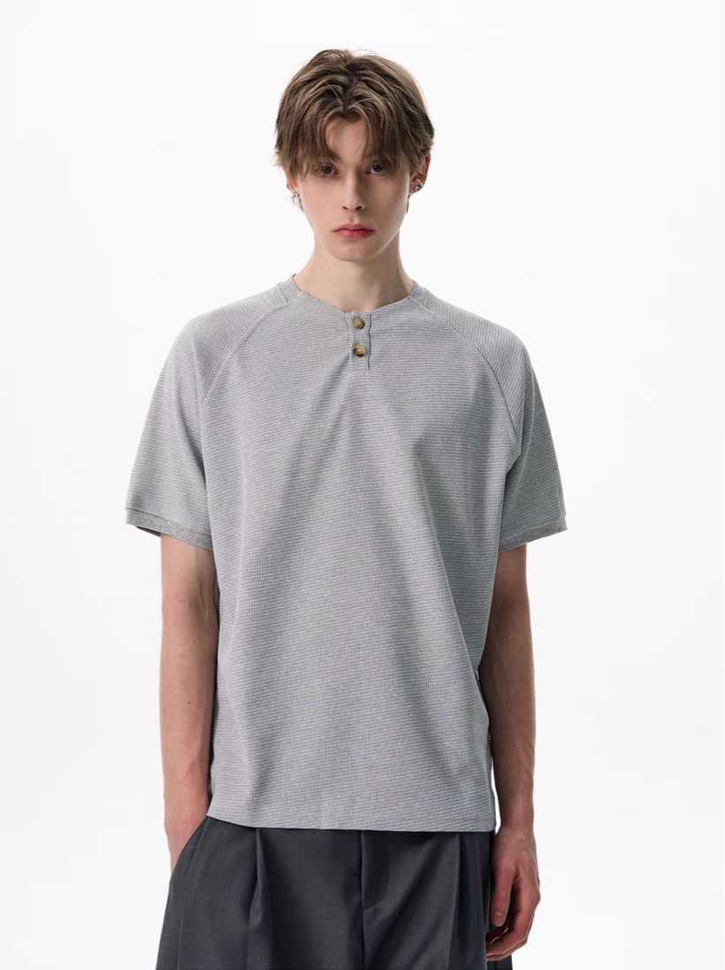 018. Two-Button Placket Henley Shirt