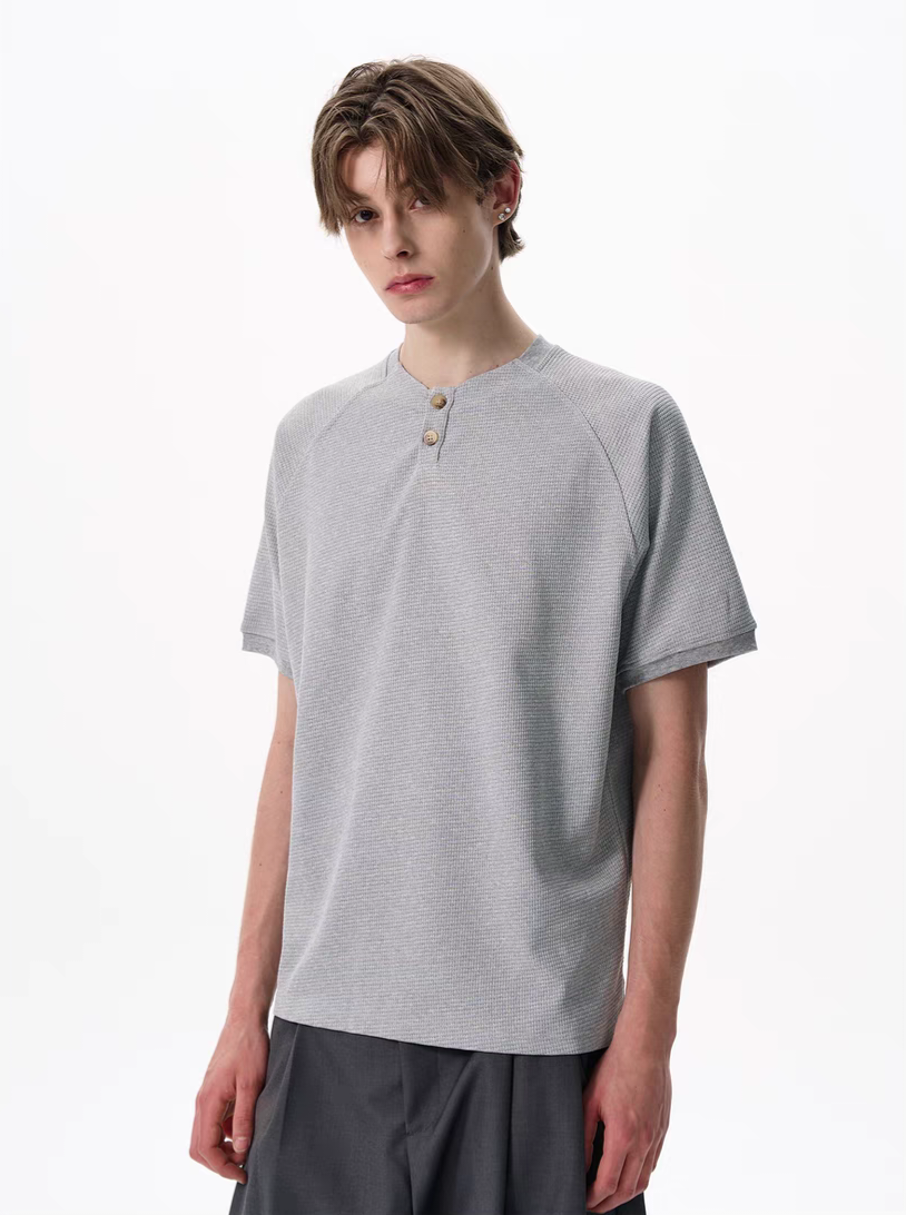 018. Two-Button Placket Henley Shirt