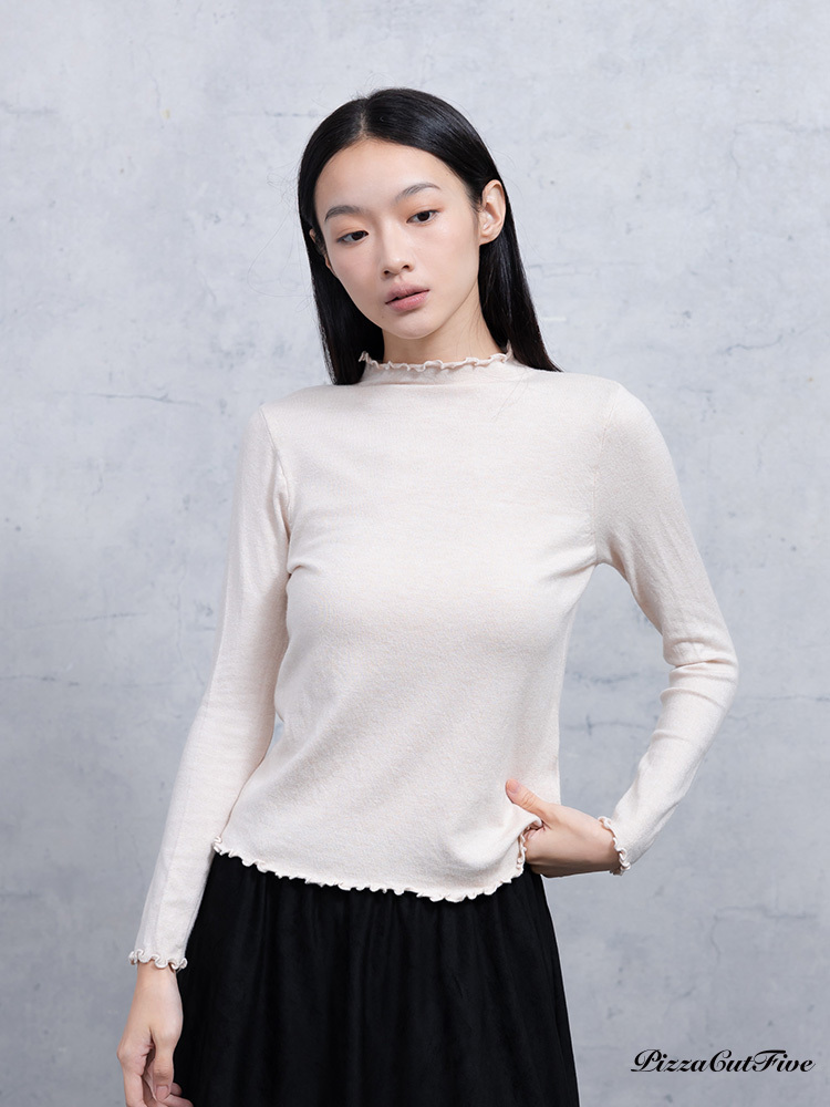 [兩件999]木耳邊素色長袖上衣 PizzaCutFive PCF253403055