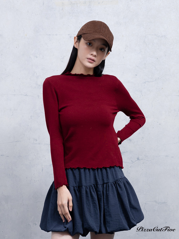 [兩件999]木耳邊素色長袖上衣 PizzaCutFive PCF253403055