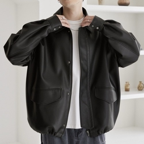 皮衣外套 拉鍊夾克 日常穿搭 秋冬服飾 男女同款 兩色 80908599