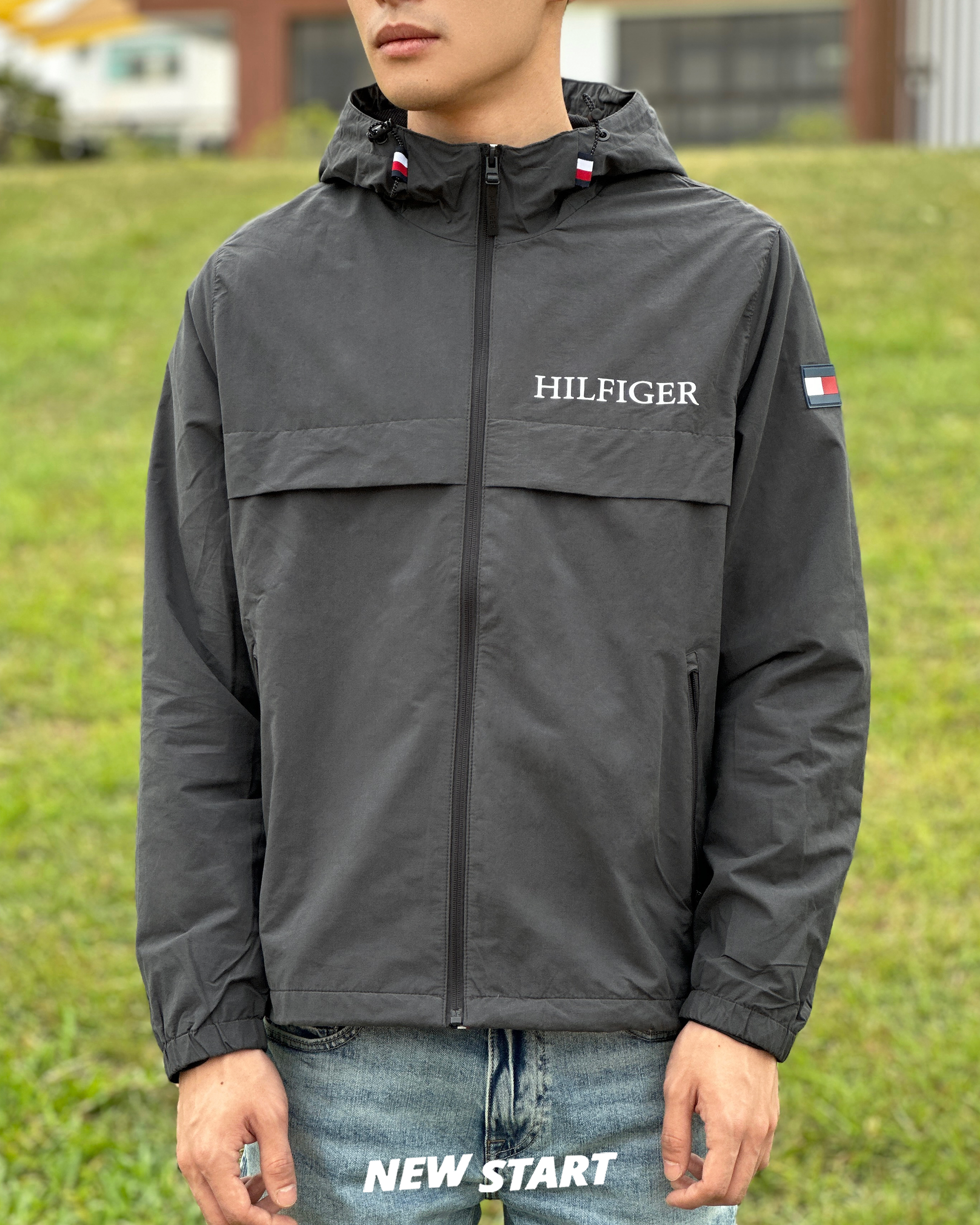 Tommy Hilfiger 側邊銀字 防潑水 防風外套 連帽外套