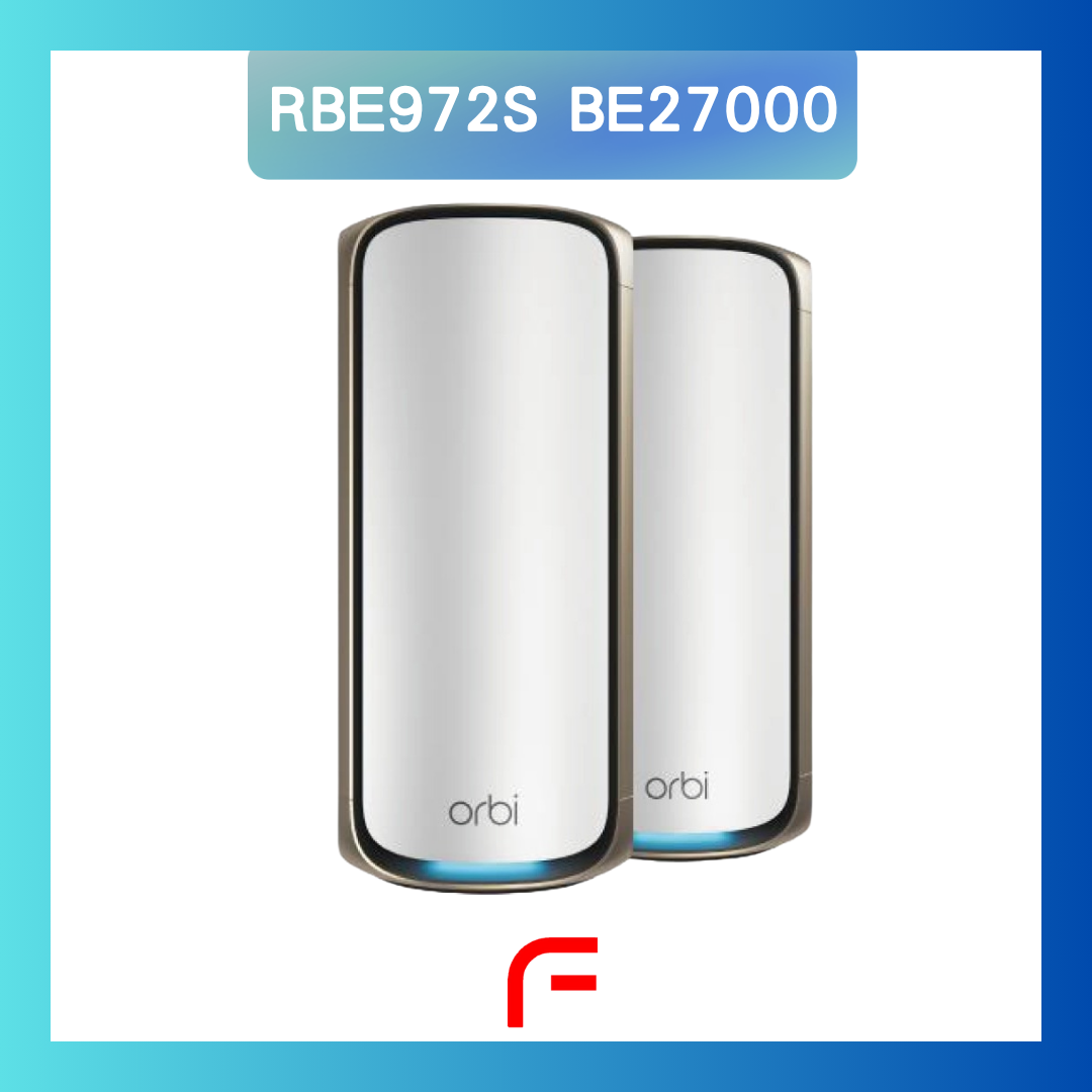 Netgear Orbi (RBE972S) 四頻 BE27000 WiFi 7 Mesh 無線系統 (2件裝, 1主機+1分機) 送 1 年 NETGEAR Armor