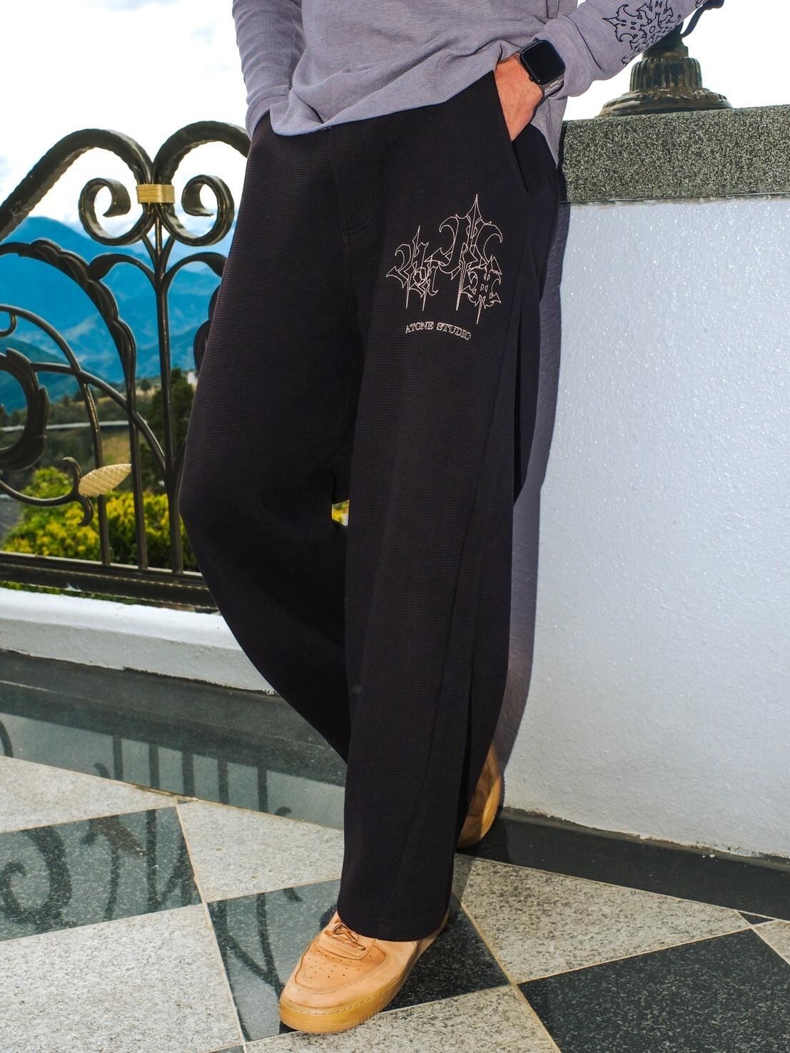 ATONE STUDIO 重磅華夫格 皇家Logo長褲 ATONE WAFFLE SWEATPANTS