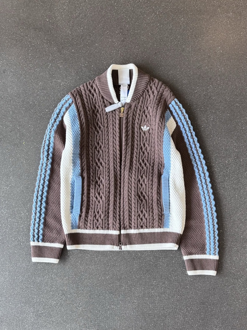 ADIDAS ORIGINALS CARDIGAN 復古針織衫 針織外套 拉鍊 摩卡棕藍 大地色 咖啡色 撞色 男女 KS5963 / 預購