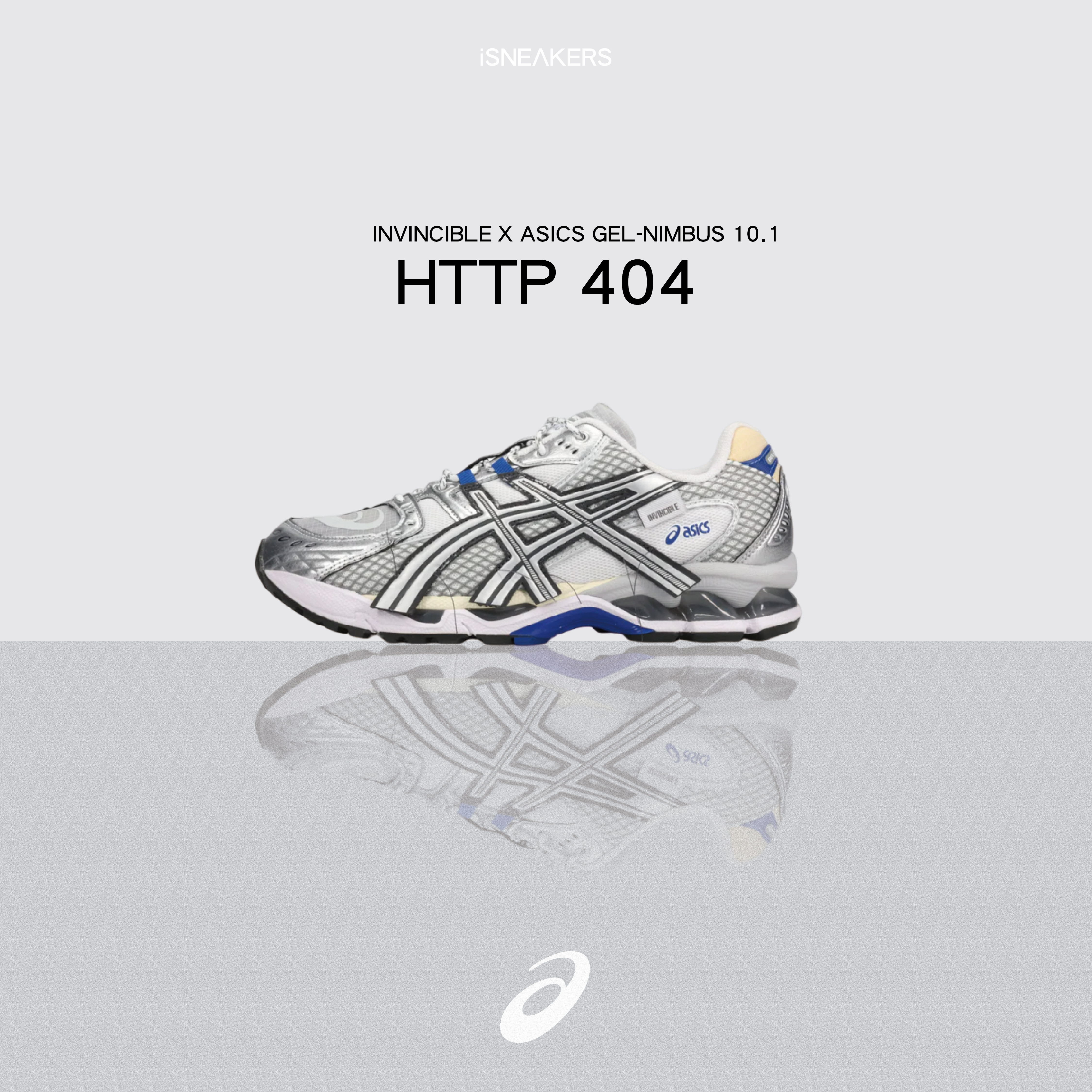 iSNEAKERS｜Invincible® X Asics Gel-nimbus 10.1 "Http 404" 銀藍 1203A814-021