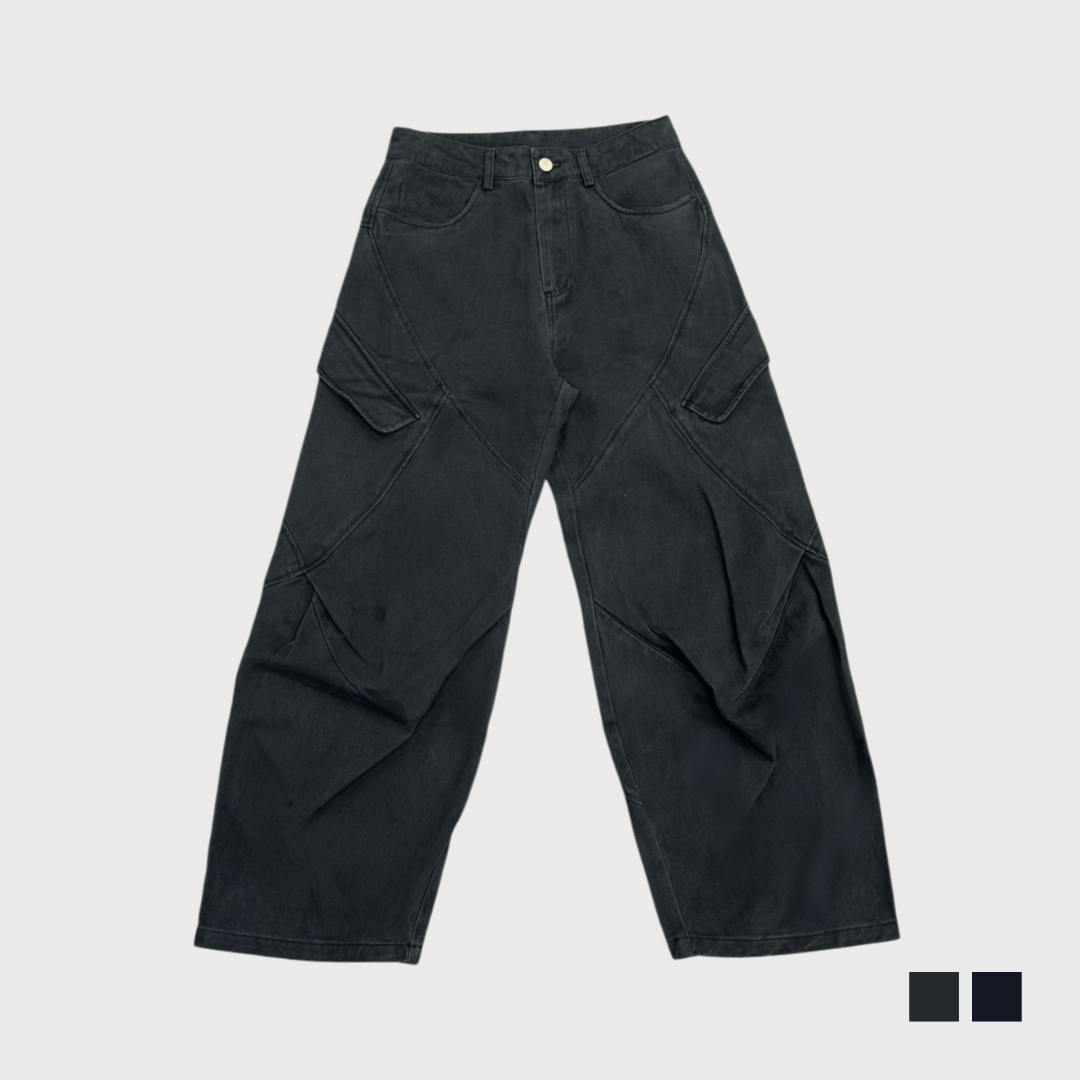 工裝立體拼接褲