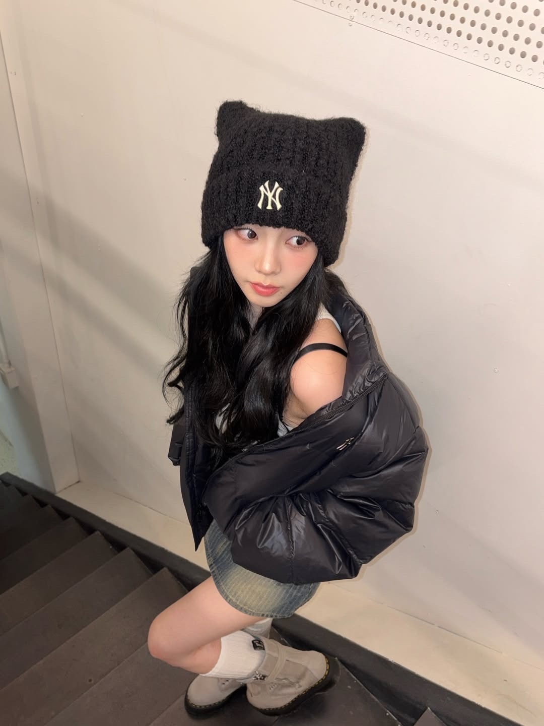 (KARINA同款) MLB CAT BEANIE (BLACK)