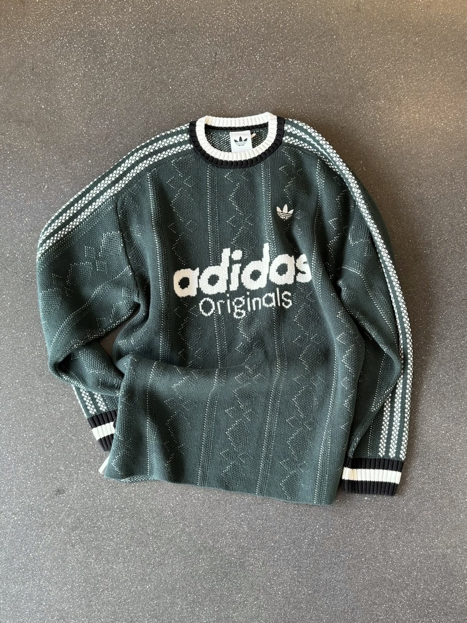 ADIDAS ORIGINALS 滾邊 撞色 針織衫 針織衣 毛衣 霧霾綠 藍綠 奶油白 男女 KS5957 / 預購