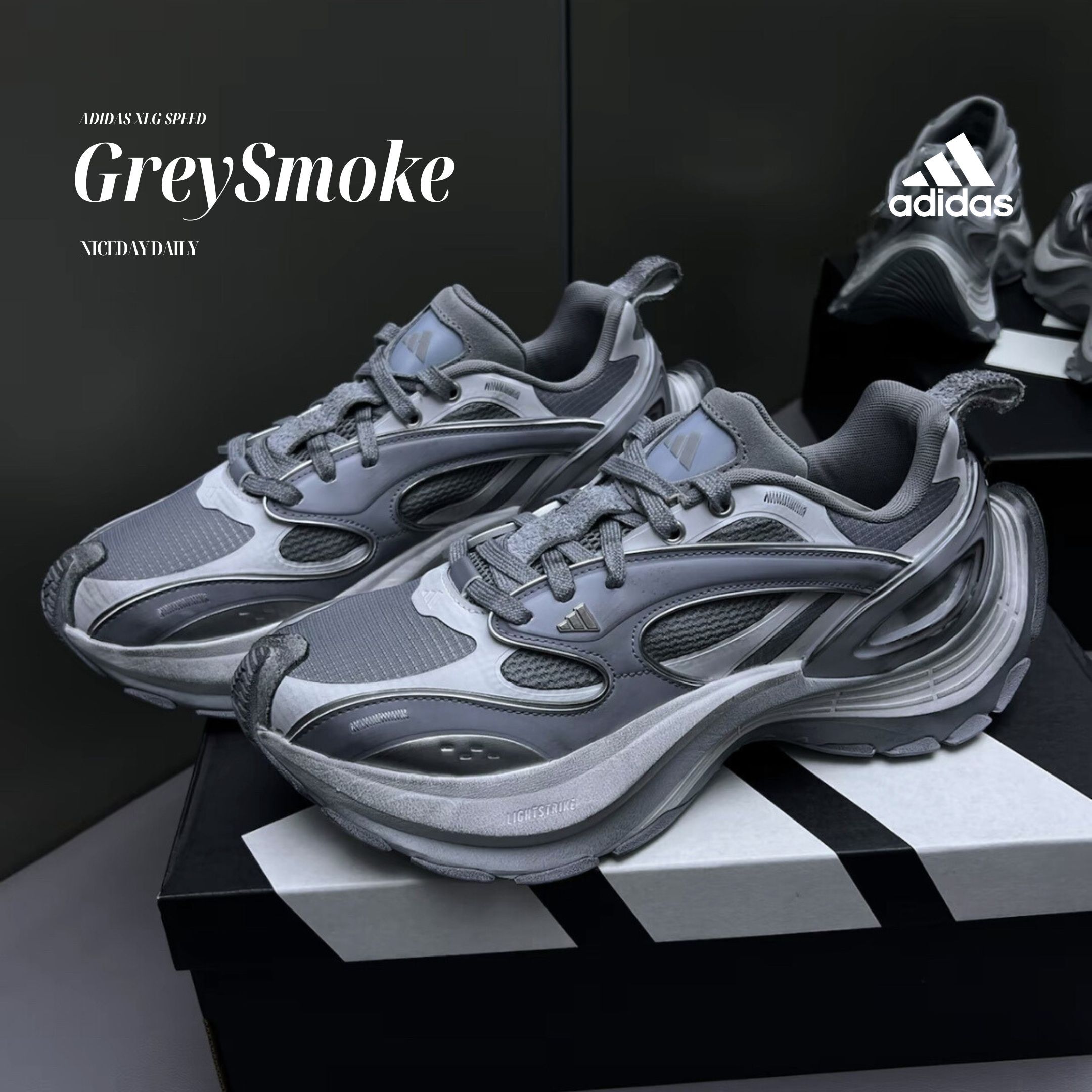 NICEDAY 代購 Adidas XLG Speed 雲霧灰 煙灰 霧霾藍灰 機甲鞋 灰 復古 男女鞋 KJ6502