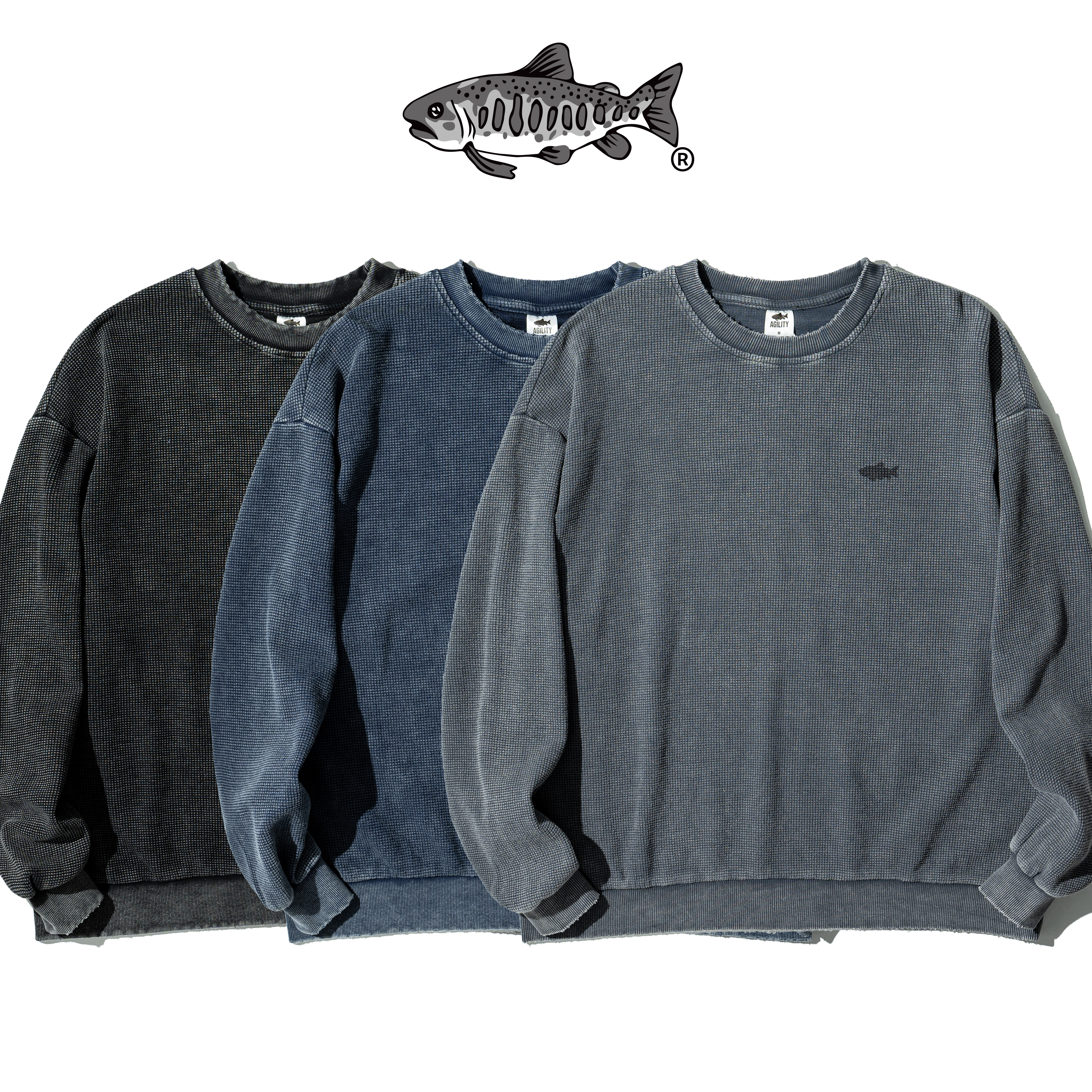 AGILITY Washed Waffle LS Tee / Shadow 水洗華夫格 魚影 長袖Tee [WF88]