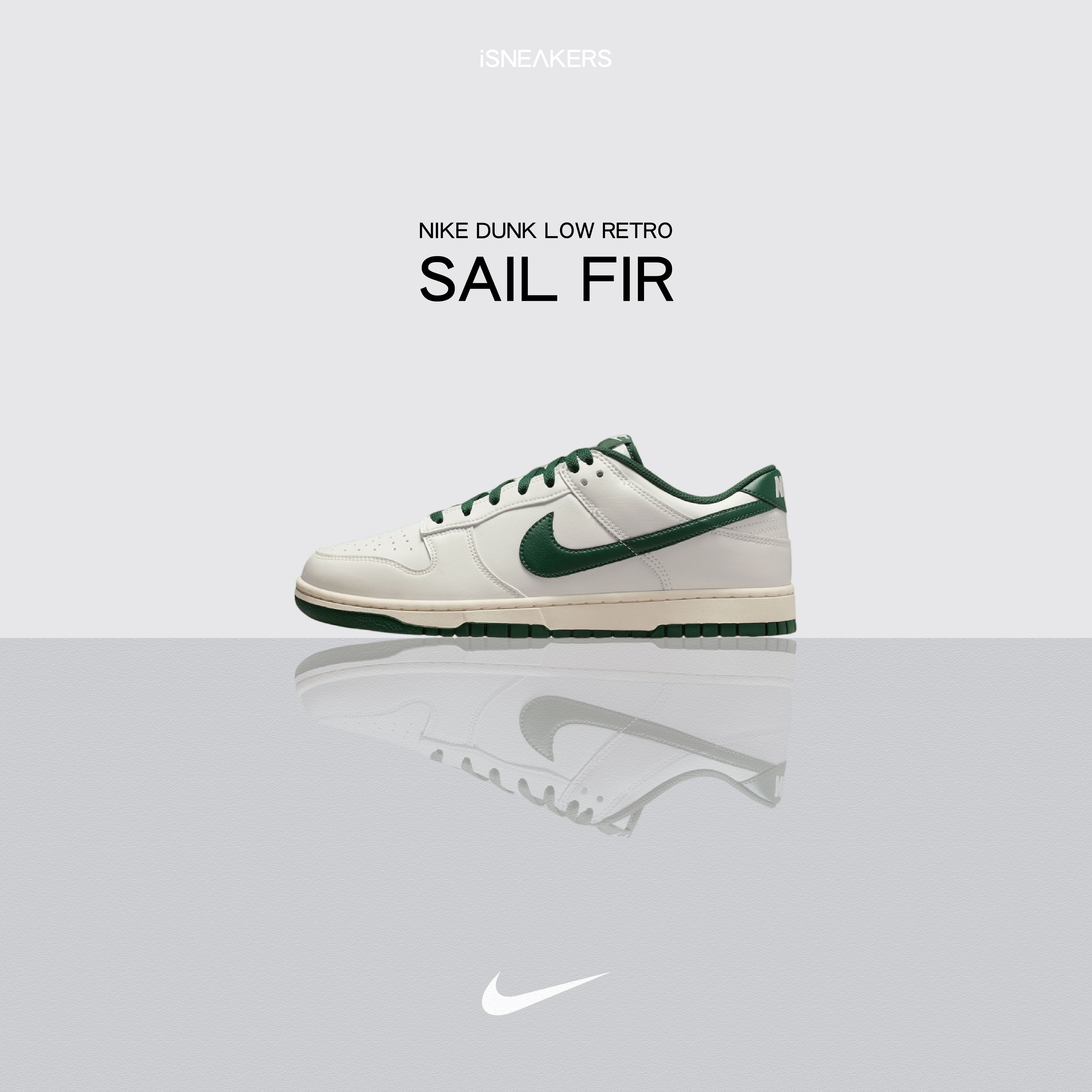 iSNEAKERS｜Nike Dunk Low Retro "Sail Fir" 白綠 HF5441-115