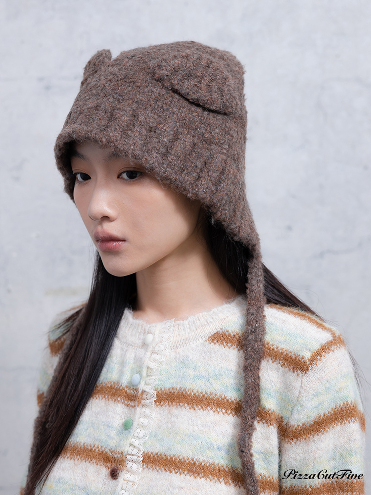 [兩件999]可愛小熊耳朵造型護耳毛線帽 PizzaCutFive PCF253630011