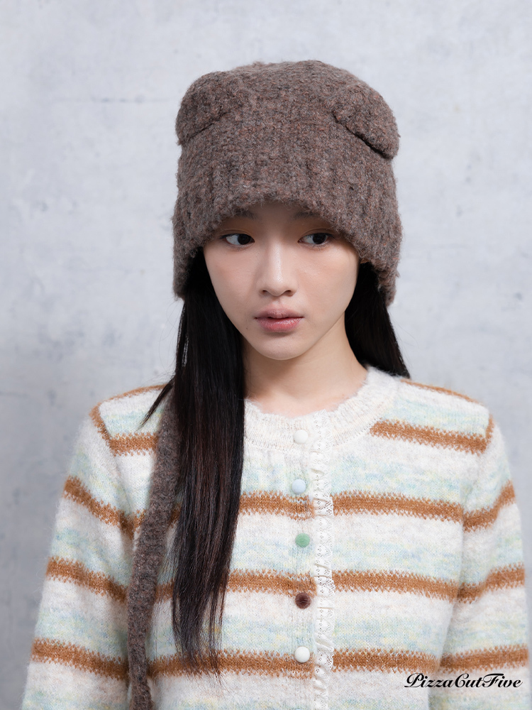 [兩件999]可愛小熊耳朵造型護耳毛線帽 PizzaCutFive PCF253630011