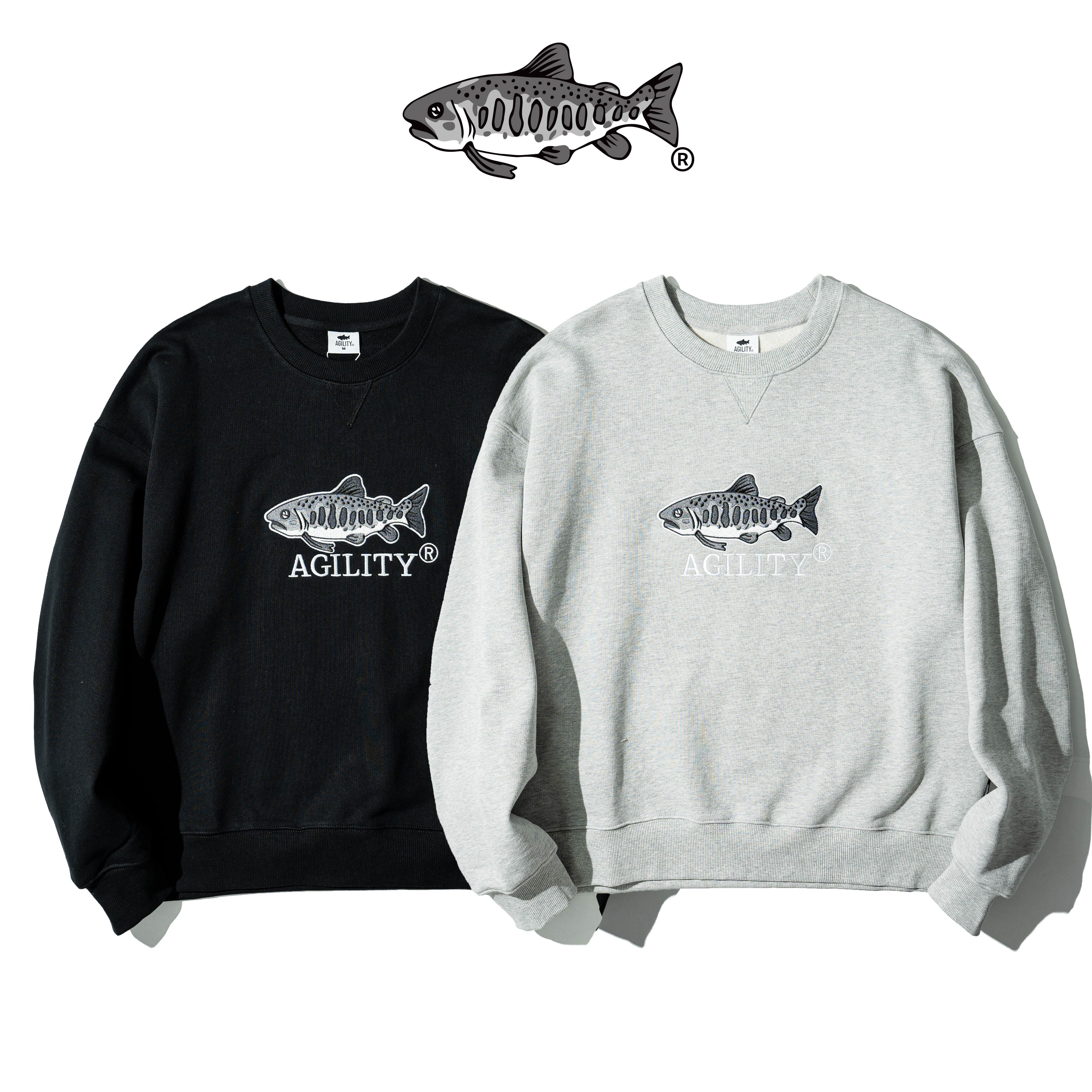 AGILITY CREW Logo Sweater 鮭魚刺繡 大學Tee