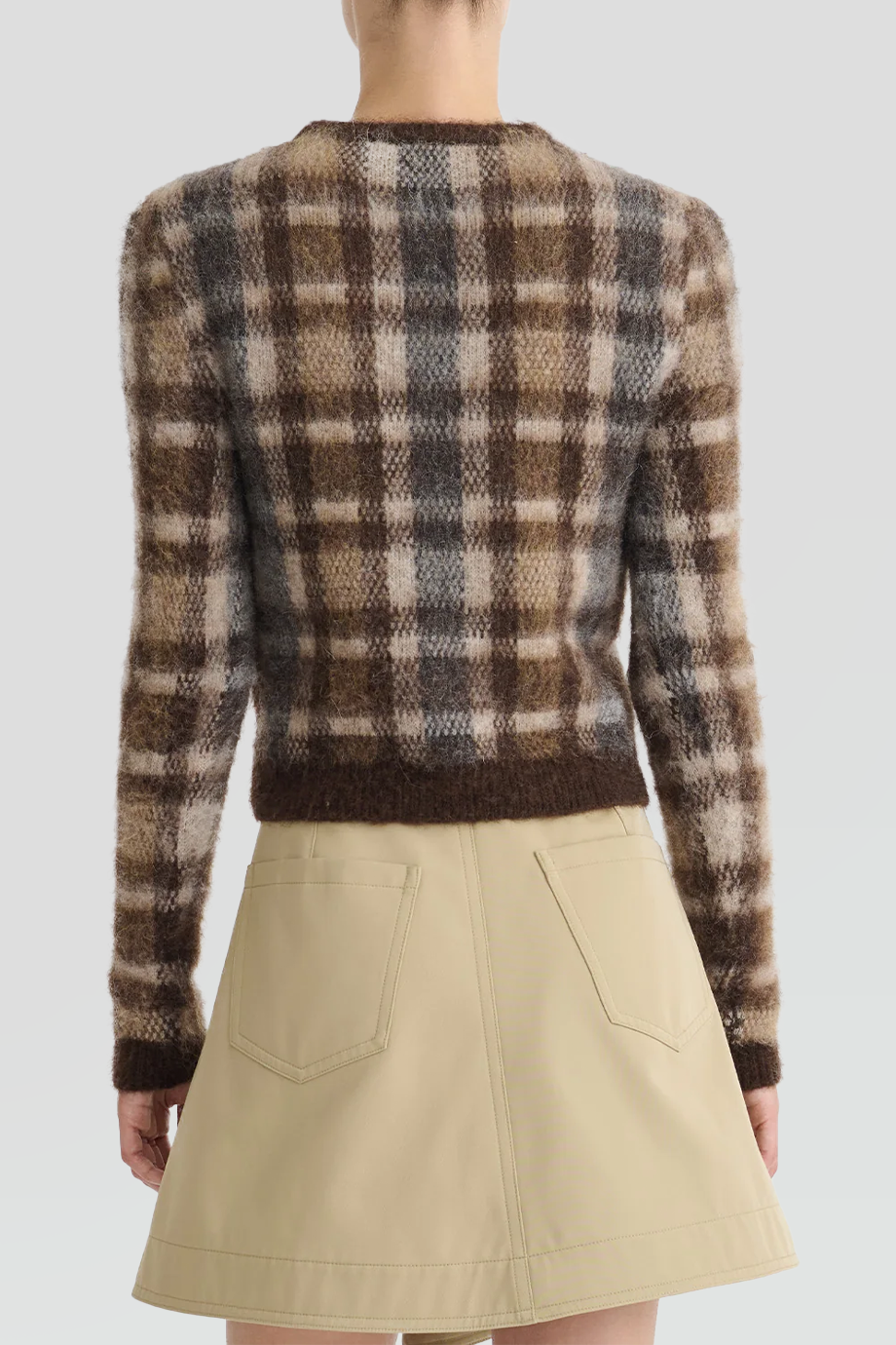 Nanushka｜FARICA 圓領格紋提花針織上衣