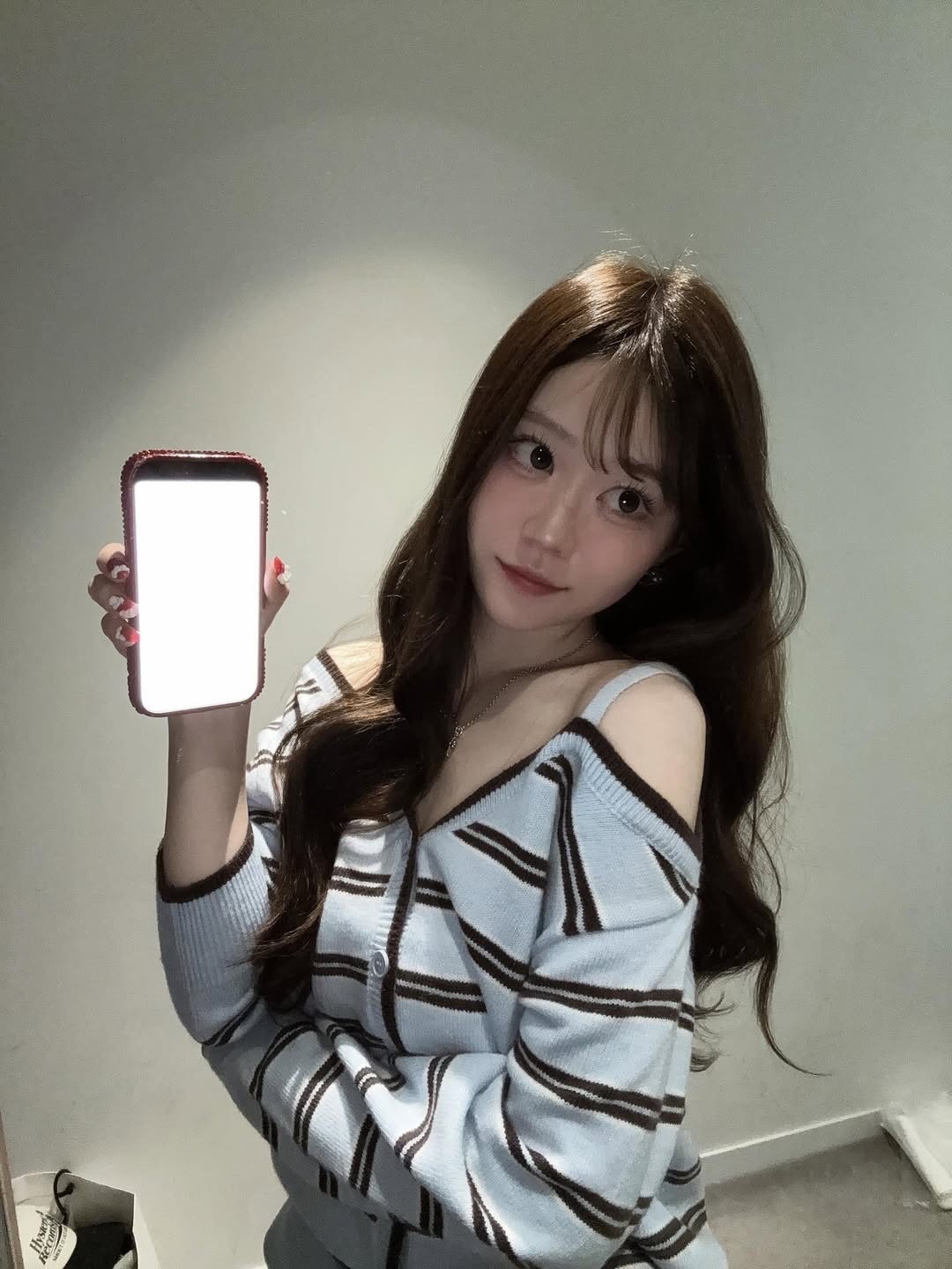 【現貨】張員瑛同款 rolarola 斜肩 針織 長袖 刺繡Logo 條紋 開襟衫