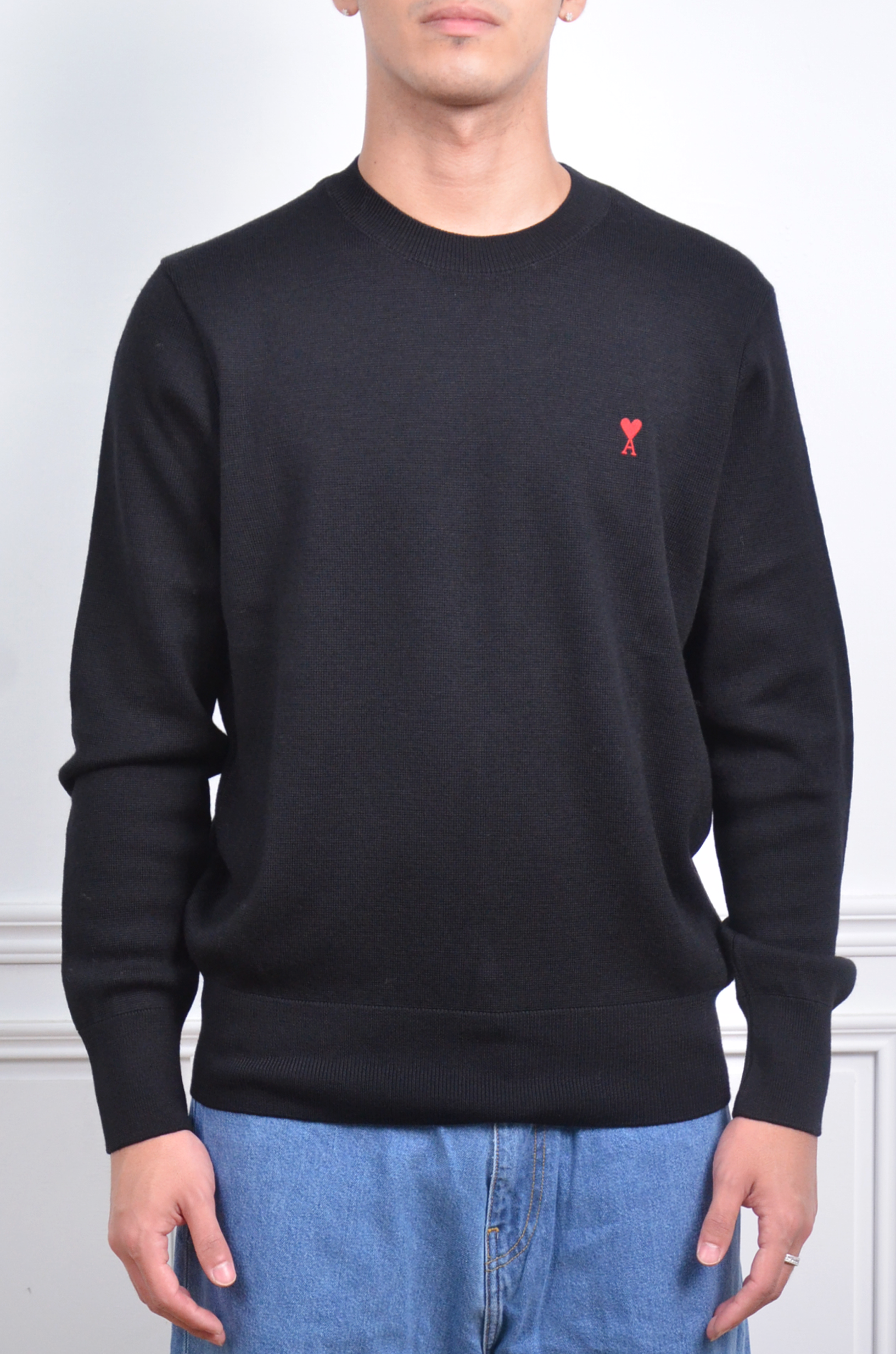 Ami Paris 針織羊毛薄毛衣-黑【HKS826.001.009】