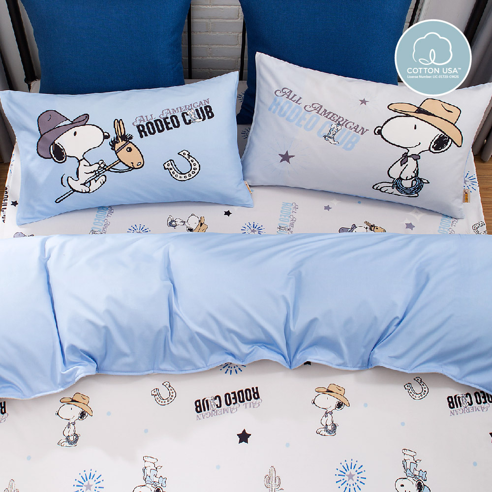 SNOOPY薄枕頭套 | 無異纖精梳美國棉 | SN502 牛仔很忙
