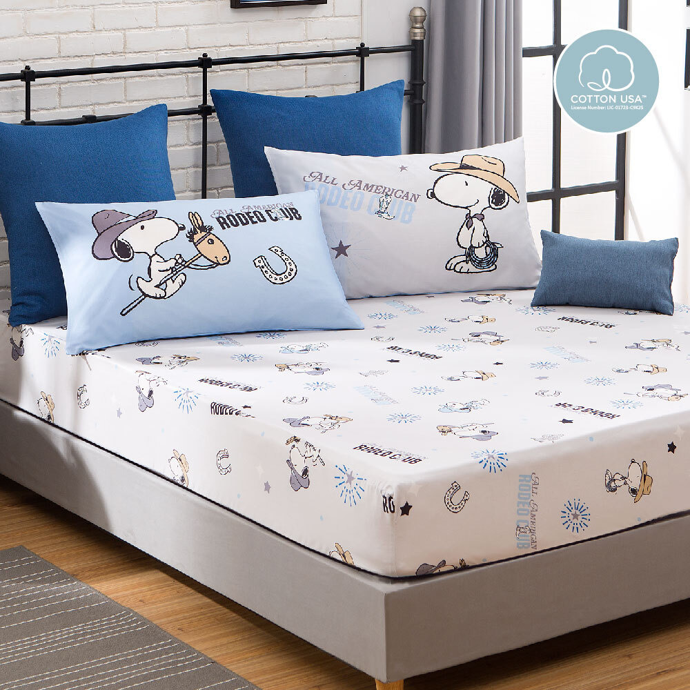 SNOOPY床包組 | 無異纖精梳美國棉 | SN502 牛仔很忙