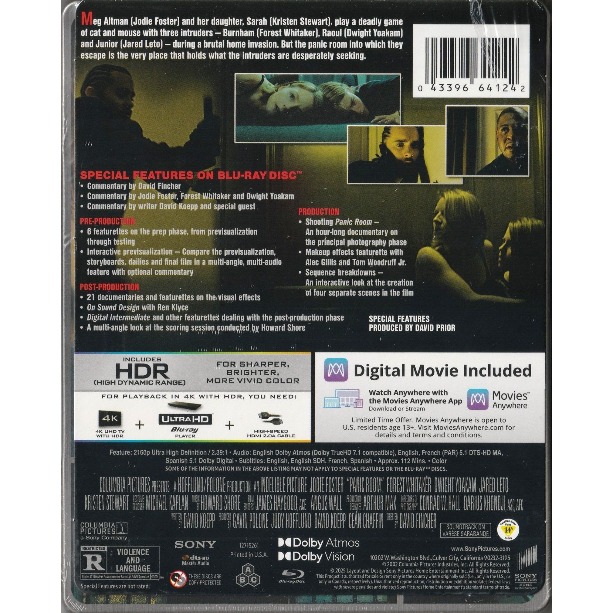 Panic Room (2002) (3-disc Steelbook) (4K Ultra HD + Blu-ray) (US Version)