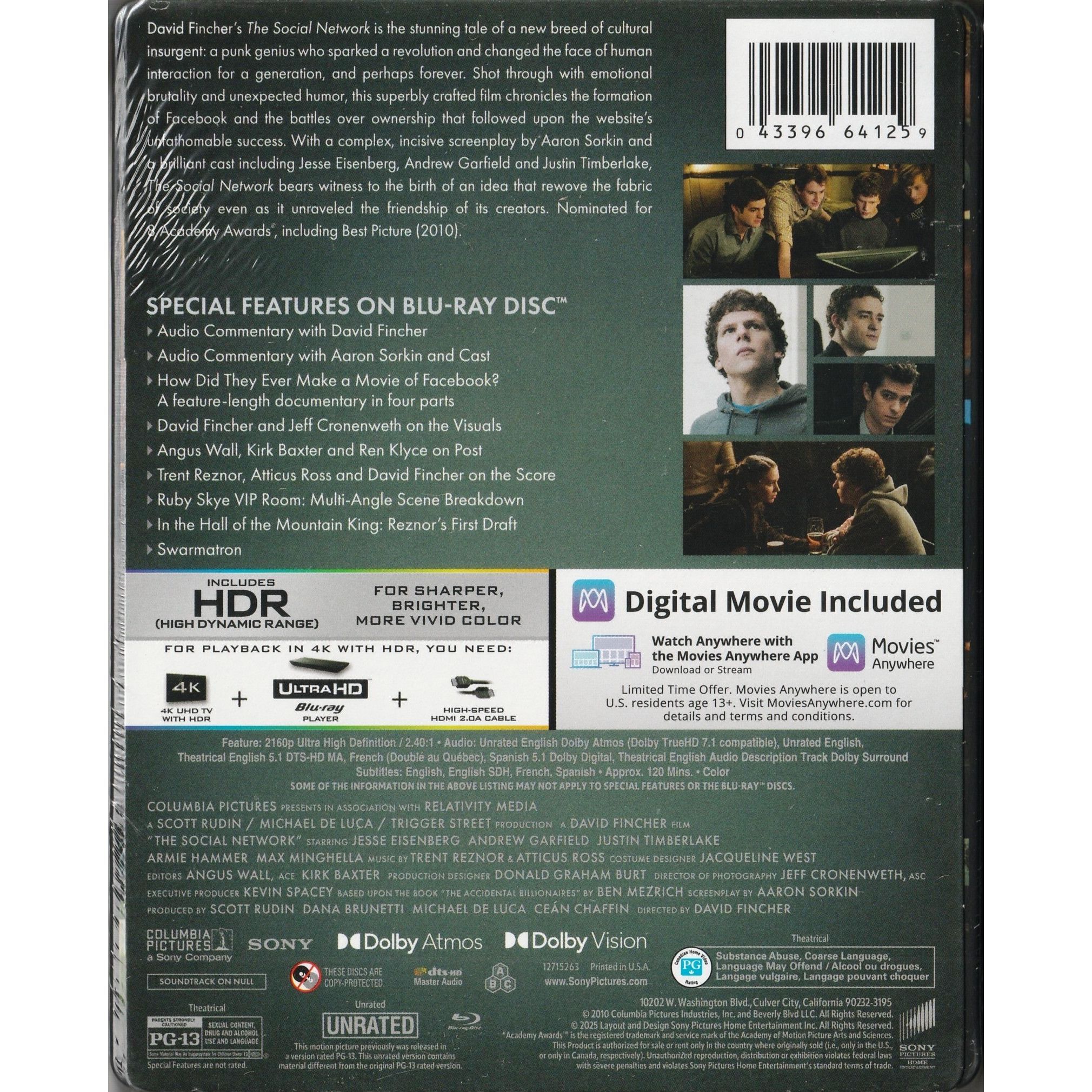 The Social Network (2010) (3-disc Steelbook) (4K Ultra HD + Blu-ray) (US Version)