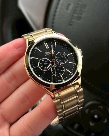 CASIO STANDARD系列 黑金/黑銀 手錶 石英機芯 防水 三眼六針 不鏽鋼錶