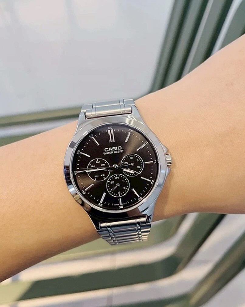 CASIO STANDARD系列 黑金/黑銀 手錶 石英機芯 防水 三眼六針 不鏽鋼錶