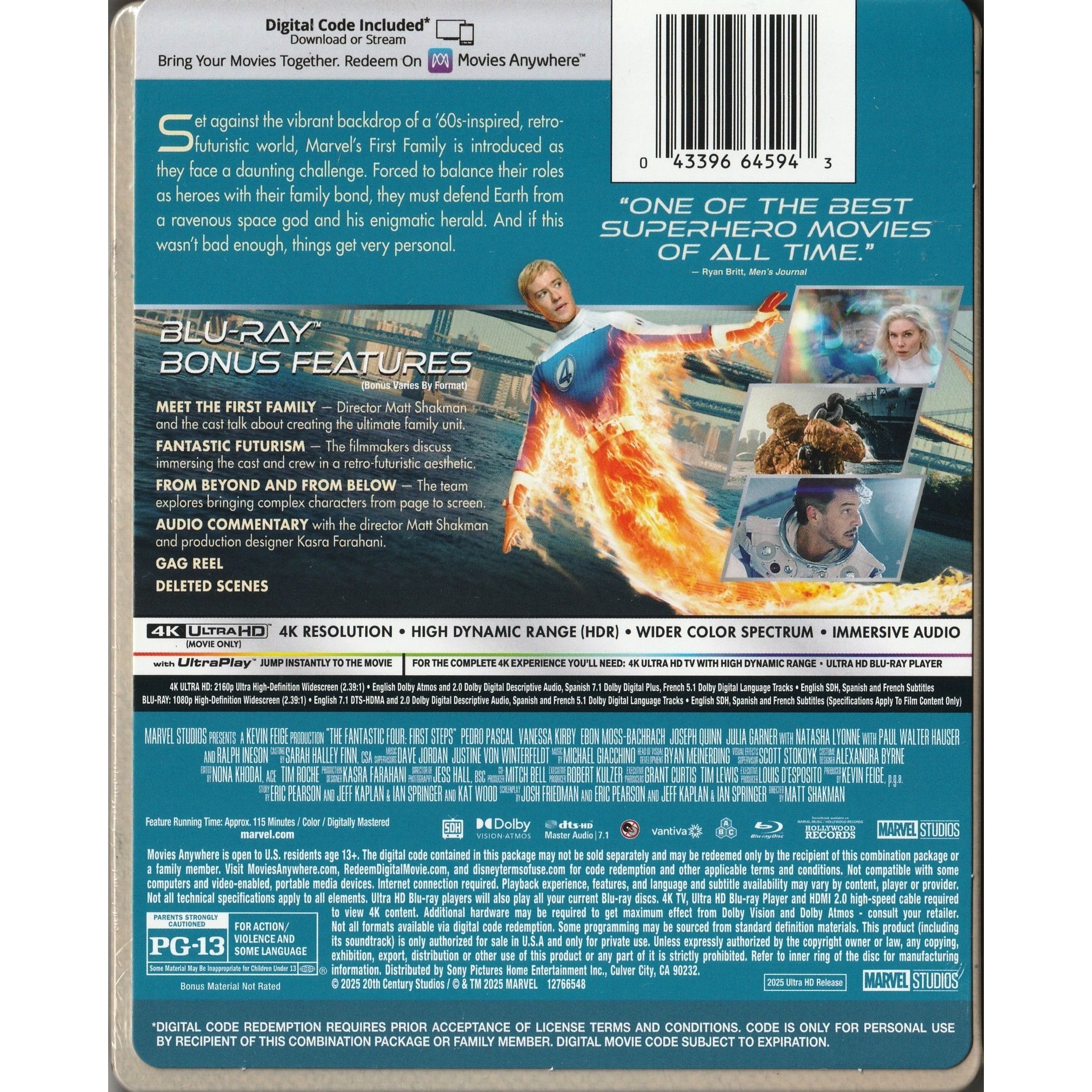 The Fantastic Four: First Steps (2025) (Steelbook) (4K Ultra HD + Blu-ray) (US Version) [No Chinese subtitles]