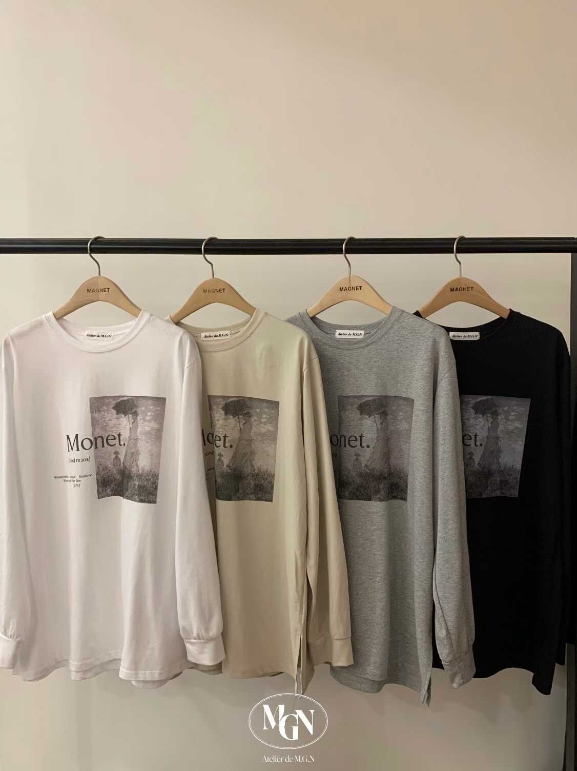 MN5103 圖案側開叉長袖Tee