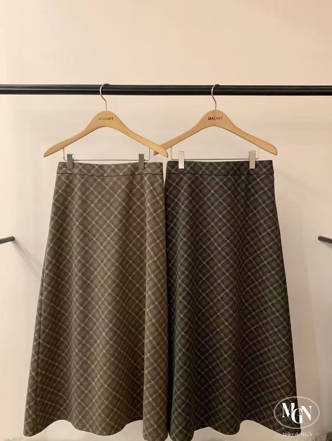 MN5108 英倫格紋混羊毛裙