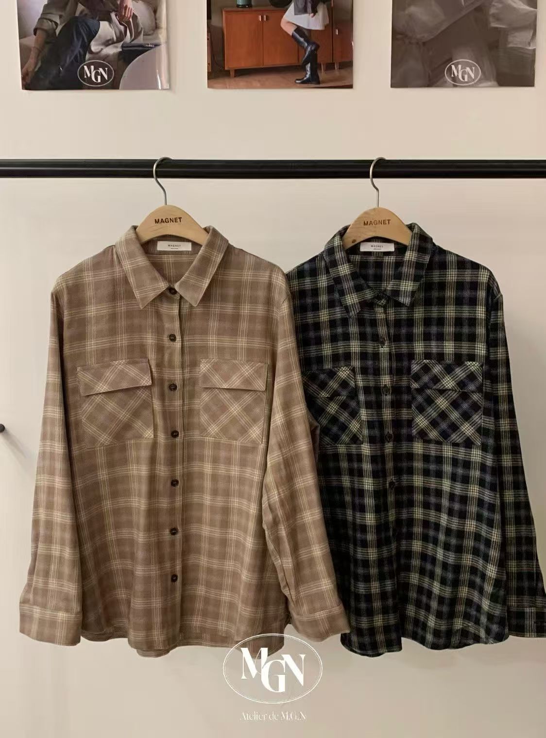 MN5115 校園刷毛格紋恤衫