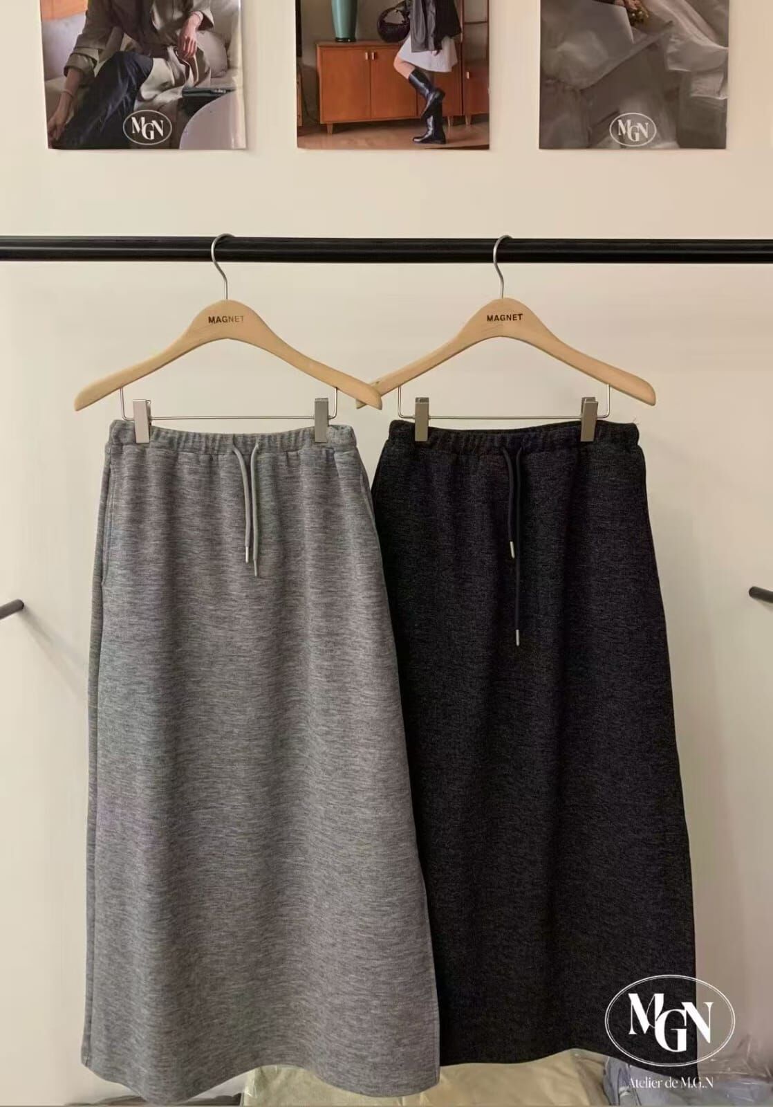 MN5116 內鋪毛抽繩運動長裙