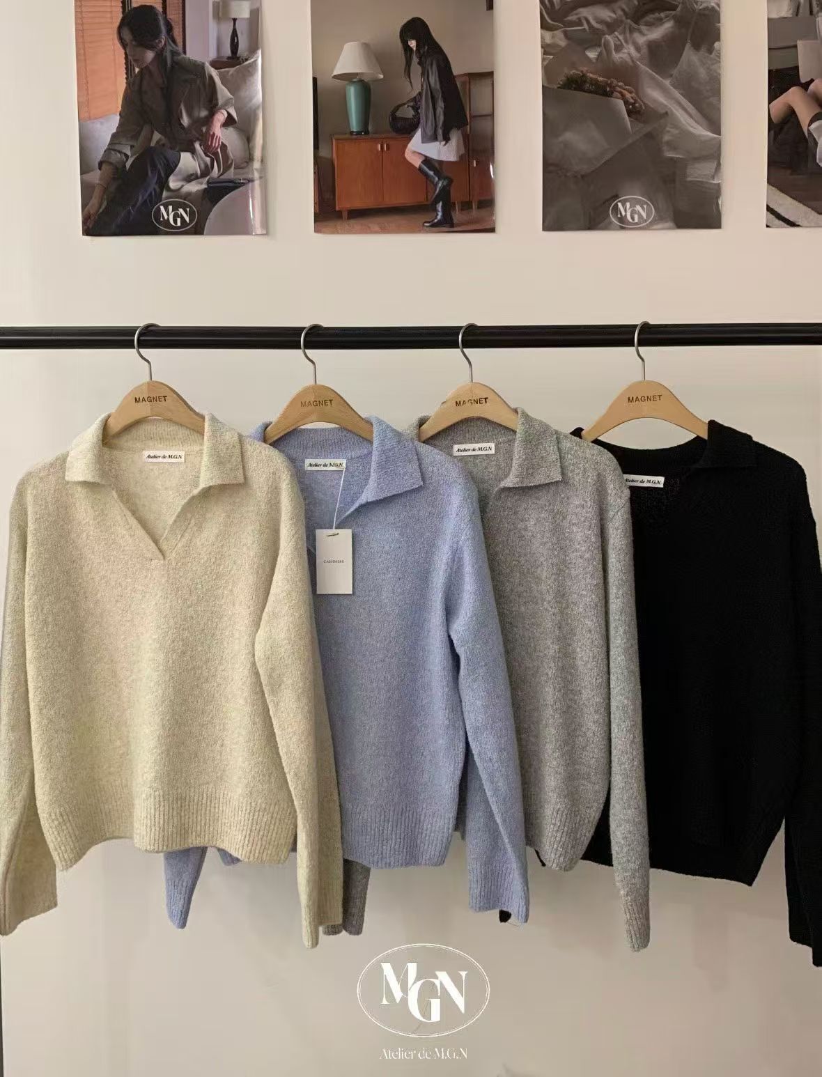 MN5113 反領混色針織上衣