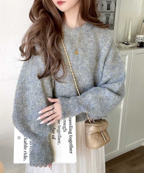 日本🇯🇵連線 Classical Elf 基礎混紡泡泡袖針織衫 泡泡袖 插肩袖 針織衫 簡約 短版 長袖 4色(任買兩件711免運)/預購