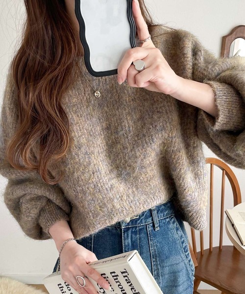 日本🇯🇵連線 Classical Elf 基礎混紡泡泡袖針織衫 泡泡袖 插肩袖 針織衫 簡約 短版 長袖 4色(任買兩件711免運)/預購