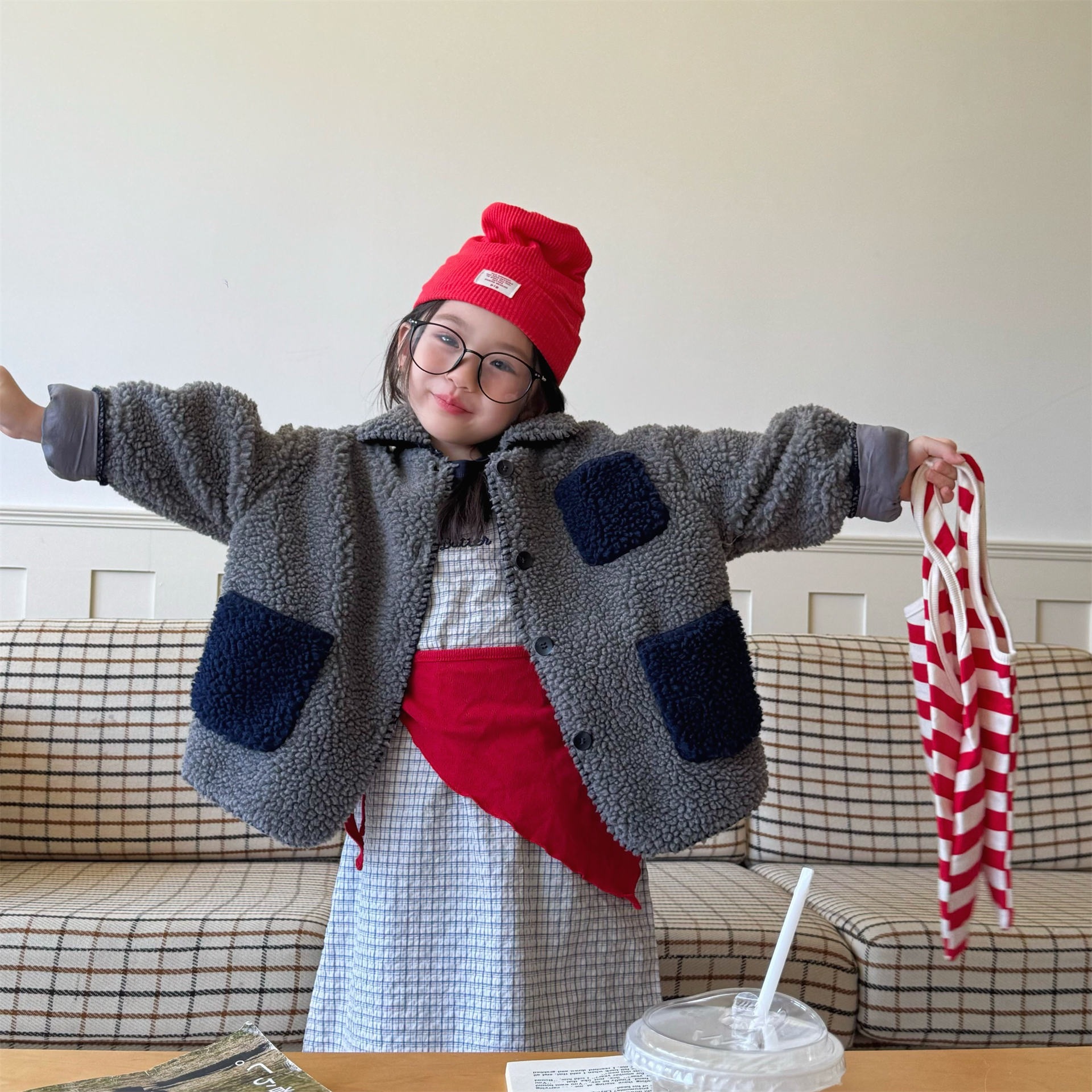 現貨110 ｜兩色羔羊毛毛外套 ᝰ.