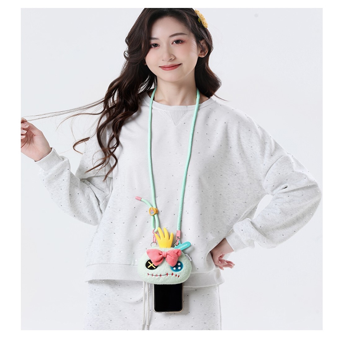 迪士尼史迪仔 毛絨公仔手機掛繩零錢包|阿金