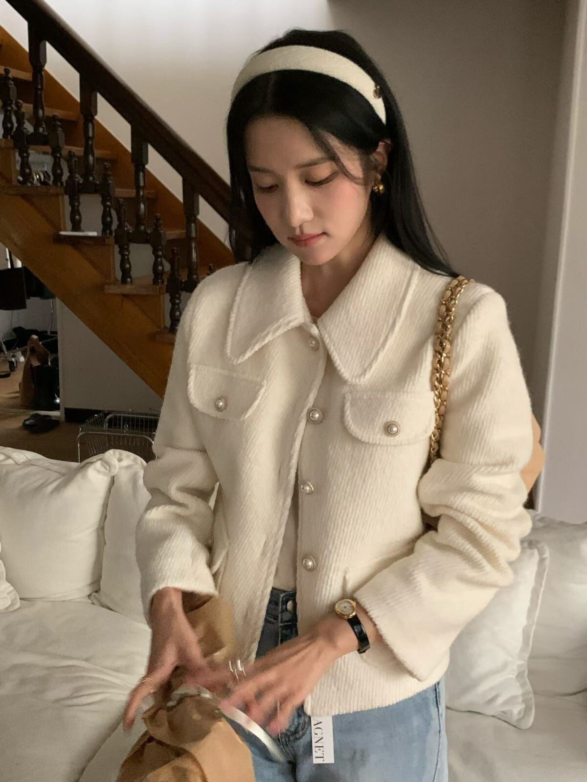 MN5121 反領四口袋珍珠扣外套