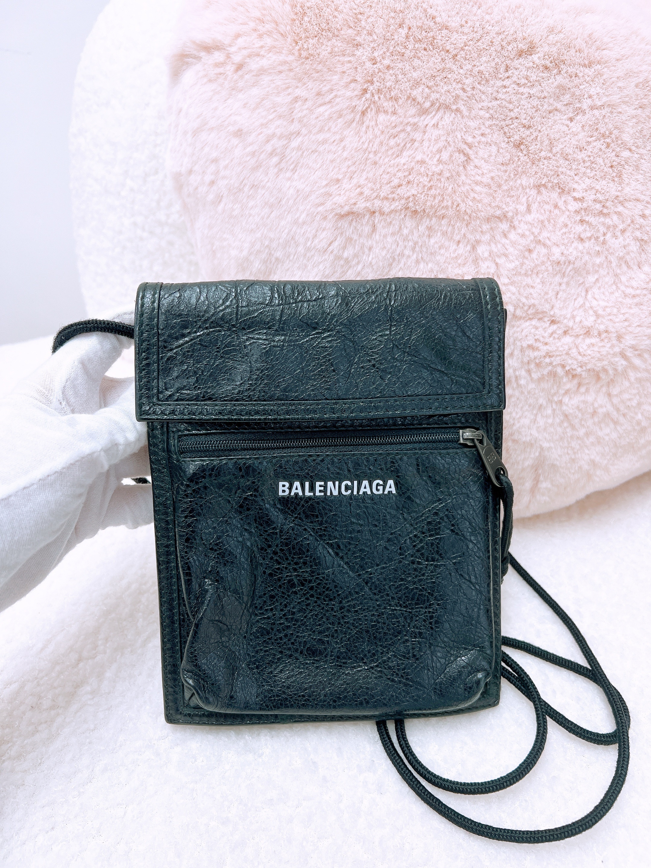 Balenciaga explorer phone holder/ pouch black