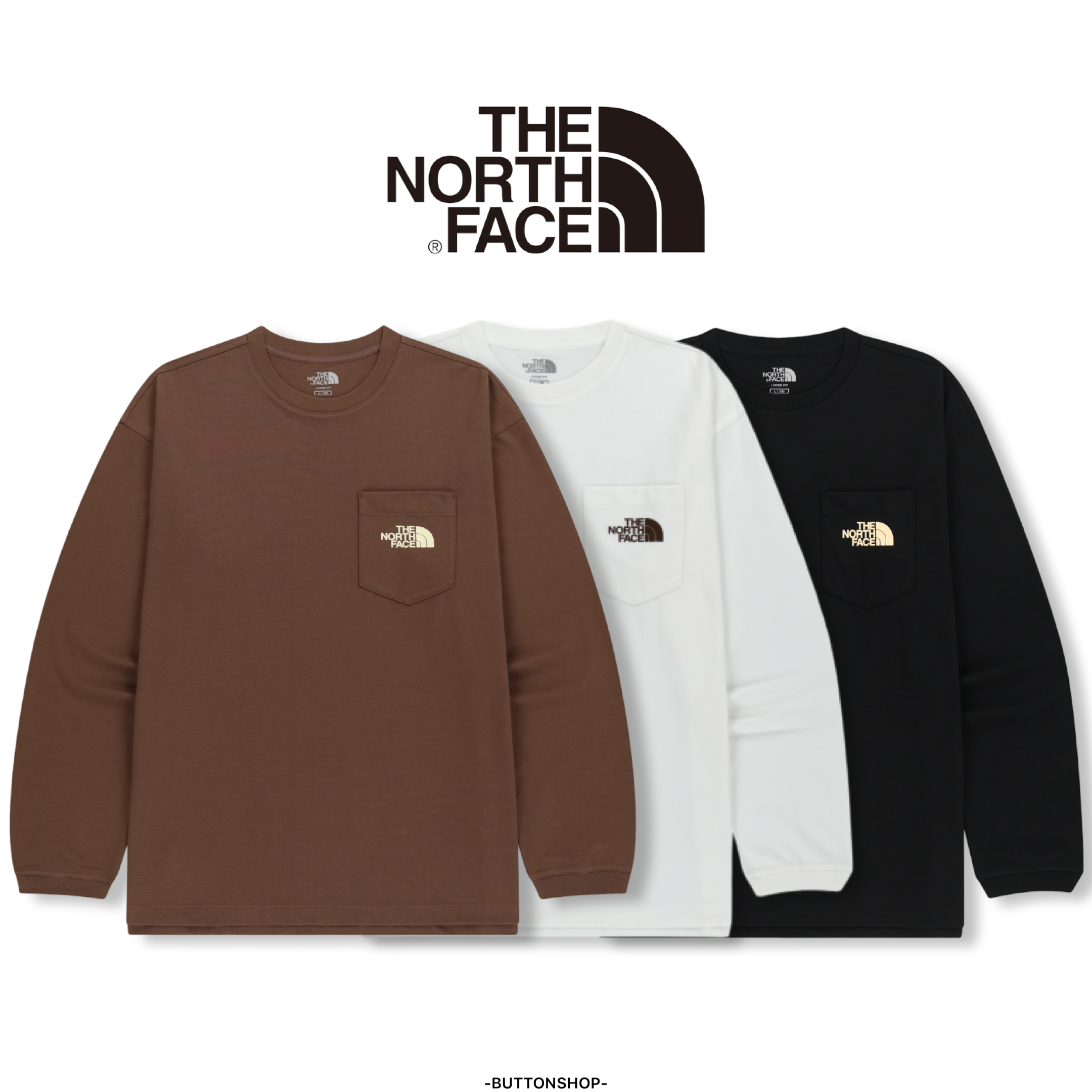 【代購】The North Face POCKET L/S R/TEE 北臉 胸前口袋印花 薄長袖 NT7TR50