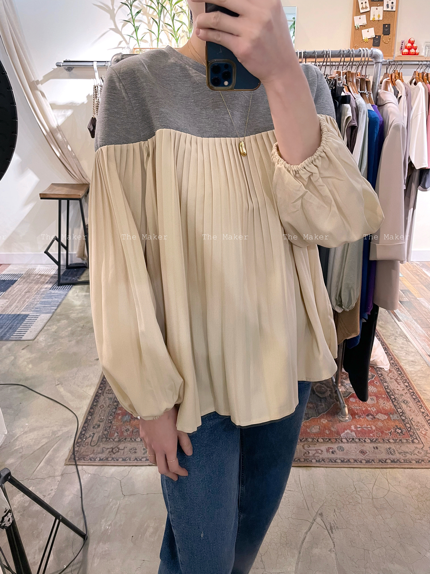 ☀️ 拼料飄逸百褶Top ☀️