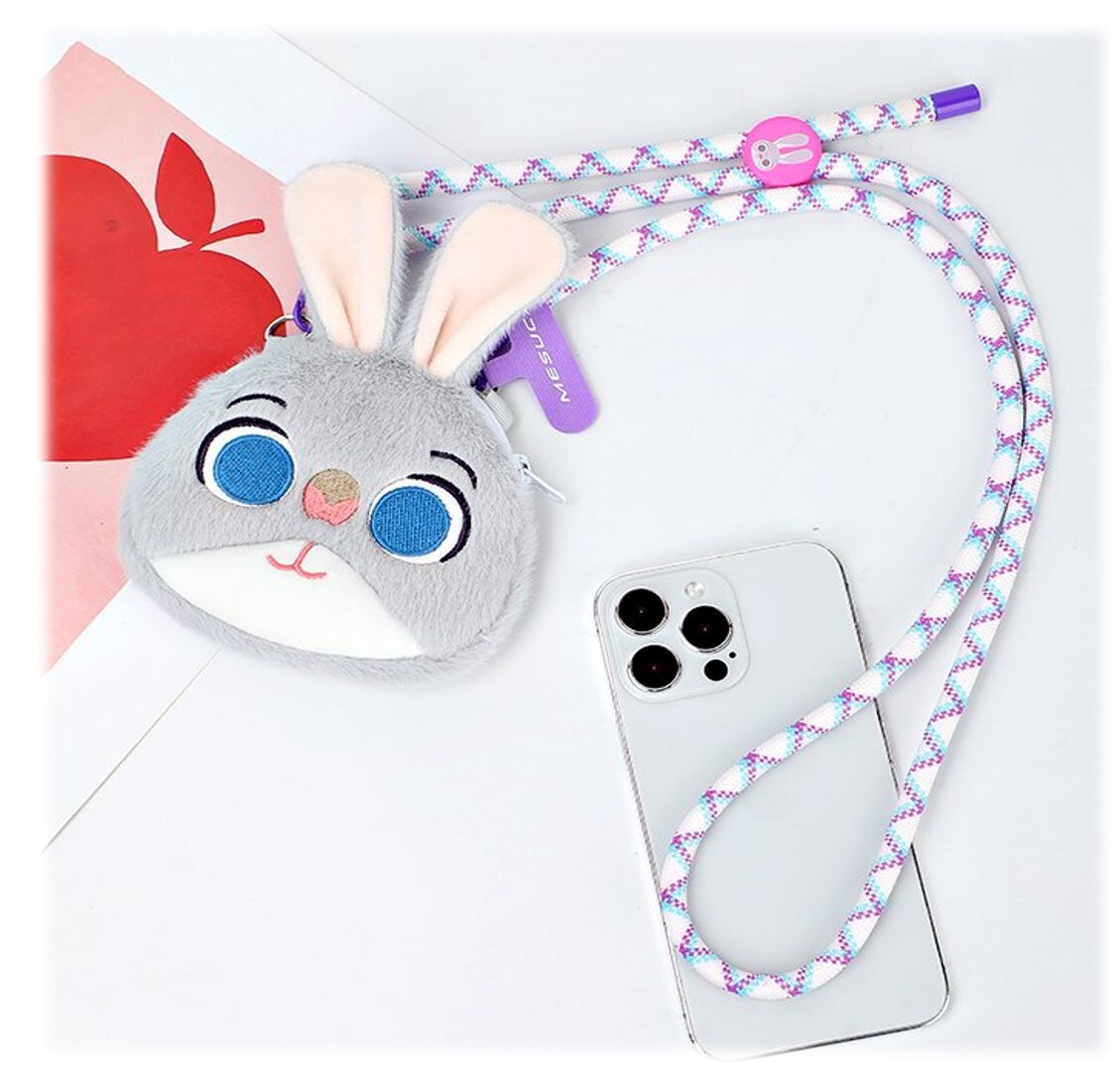 迪士尼優獸大都會毛絨公仔手機掛繩零錢包|朱迪