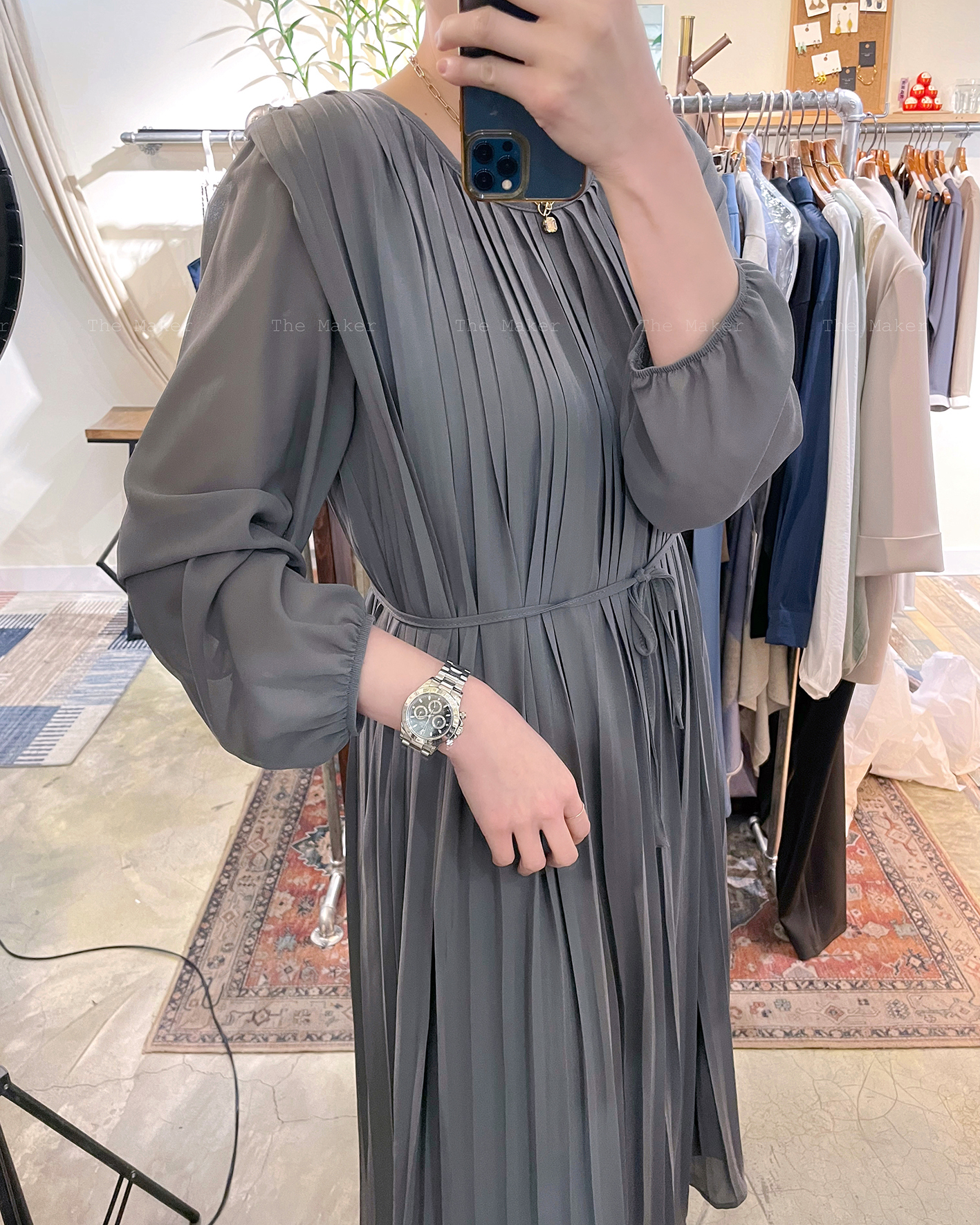 🏆 雪紡飄逸百褶連身裙 🏆