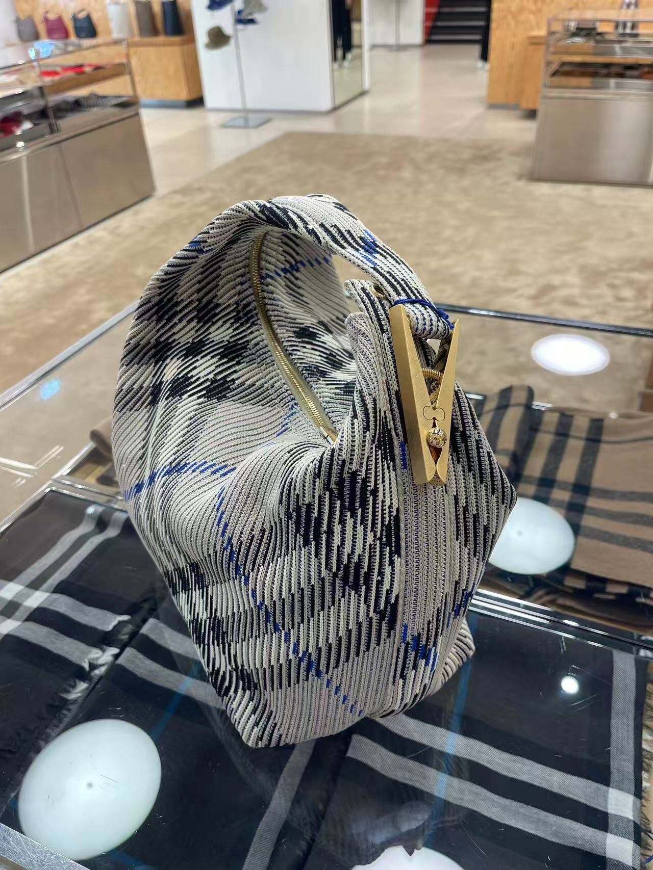 Burberry Peg Check Medium Top handle bag Lichen