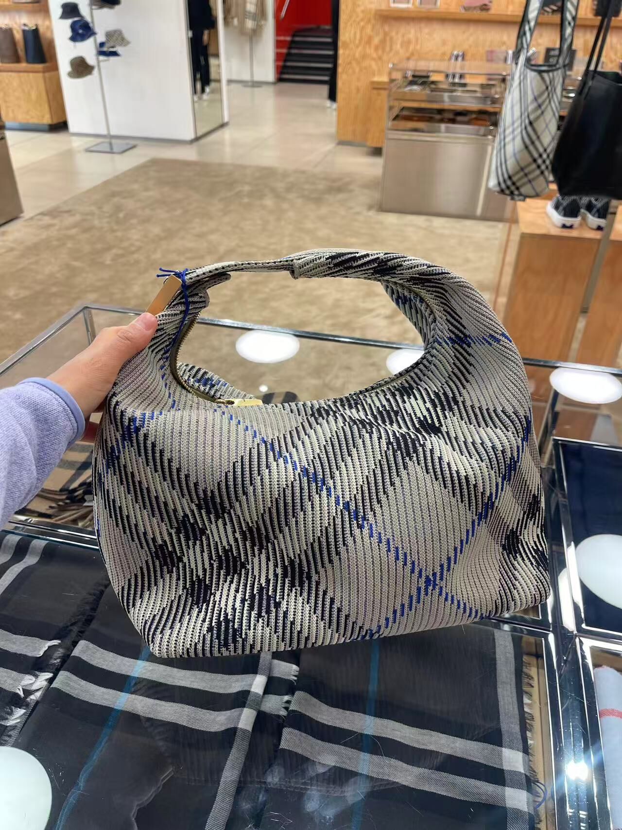 Burberry Peg Check Medium Top handle bag Lichen